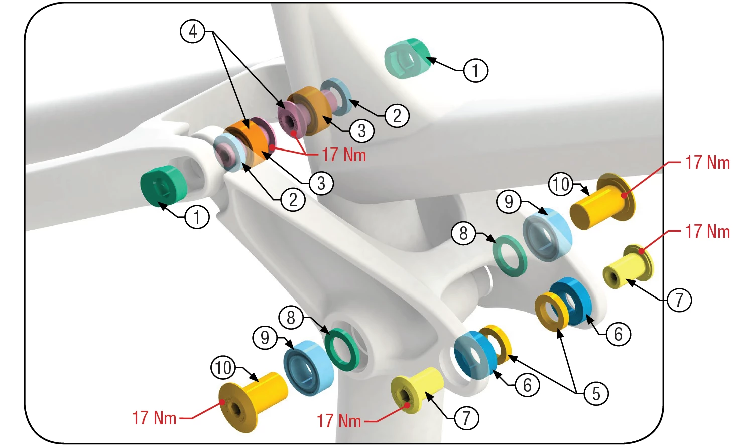 Trek Powerfly Hinterbau Ersatzteile Lagersatz 3 Trek Powerfly Hinterbau Ersatzteile Lagersatz